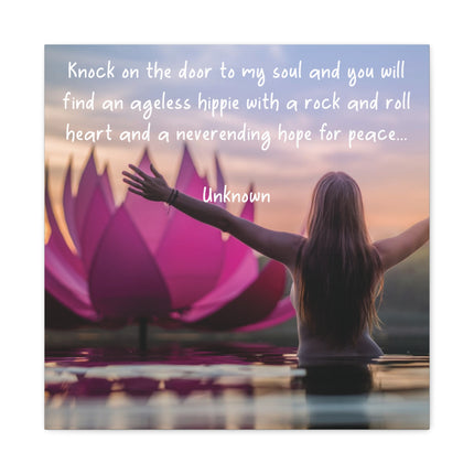 Inspirational Yoga Wall Art Canvas – “Knock on the door to my soul…” Quote