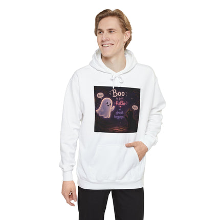 Cute Ghost 'Boo Is Just Hello' Halloween Hoodie