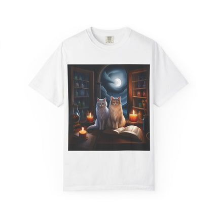 Magical Cats Unisex T-Shirt - Cozy Night Reading Design