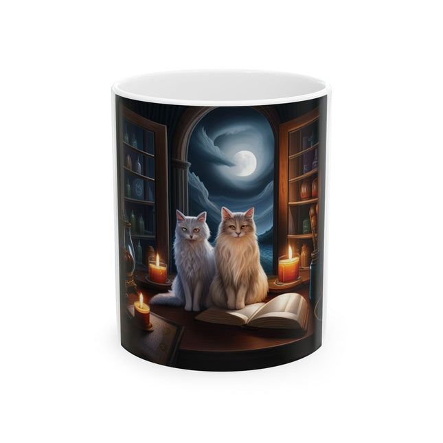 Whimsical Cat Lovers Mug – Enchanted Night Design – 11oz Ceramic