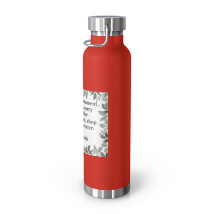 Zen Proverb 22oz Vacuum Water Bottle — Insulated Copper-Style Bottle with Leaf Border