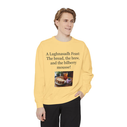 Lughnasadh Feast Sweatshirt — "The bread, the brew, and the bilberry mousse!"