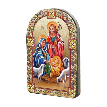 Holy Family Wooden Gold Plated Religious Christian Sacred Icon - Inspirational Icon Decor - 86050-4