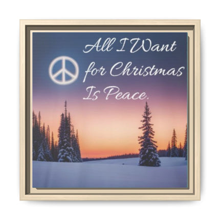 Framed Canvas Wall Art — "All I Want for Christmas Is Peace" Winter Landscape