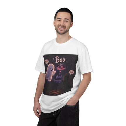 Halloween Ghost T-Shirt — “Boo is just hello in ghost language” Cute Spooky Tee