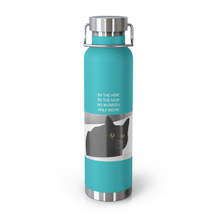 ‘No Worries Only Meow’ – 22oz Copper Bottle for Cat Lovers