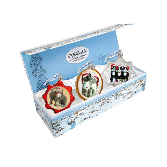 Kitty Cats Mercury Glass Ornaments by G. DeBrekht - Christmas Decor by Laura Seeley - 770143S3-LS-0