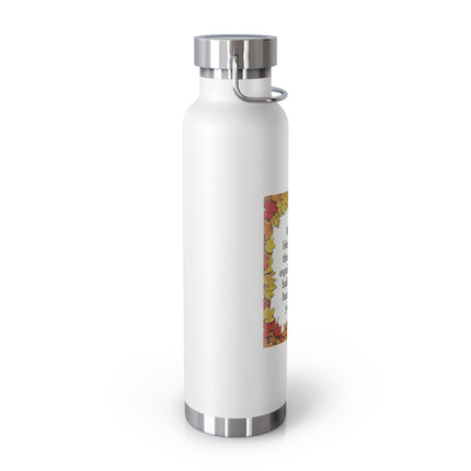 Autumn Equinox Insulated Bottle — 22oz Copper Vacuum Bottle with Fall Leaves Blessing