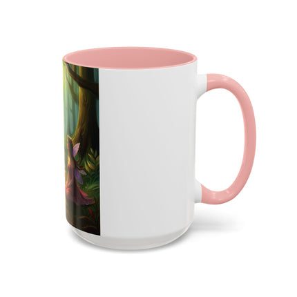 Mystical Fairy & Cat Mug – Enchanted Forest Design, 15oz Accent