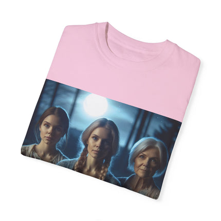 Mystical Sisterhood Tee – Garment-Dyed Shirt of Triple Goddess