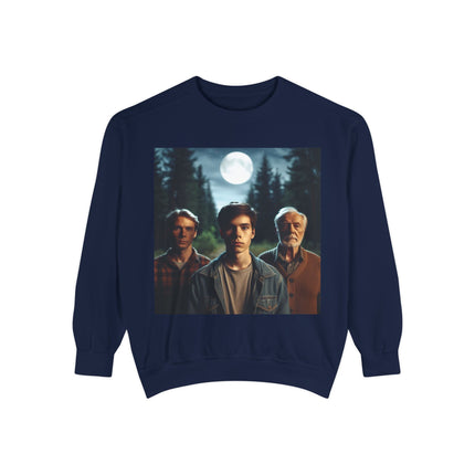 Unisex Garment-Dyed Sweatshirt - Vintage Forest Vibes Graphic