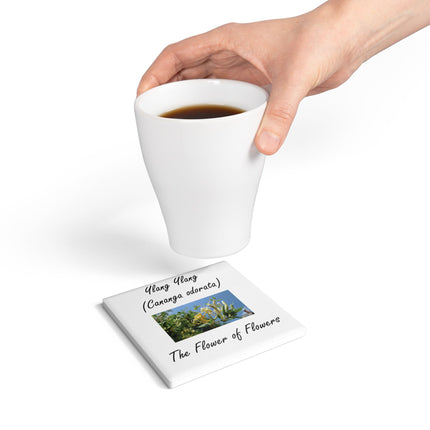 Ylang Ylang Floral Ceramic Coaster - The Flower of Flowers Design