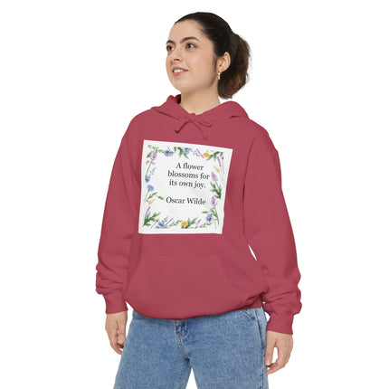 Hoodie — "A Flower Blossoms for Its Own Joy" Floral Quote Hoodie