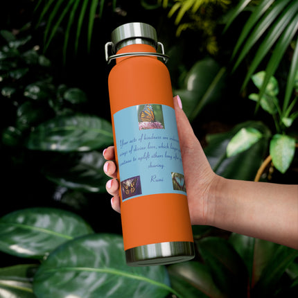 Inspirational Copper Vacuum Insulated Bottle - 22oz Rumi Quote