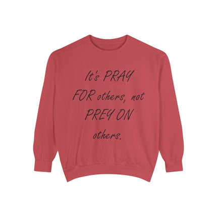 Inspirational Sweatshirt - "It's PRAY FOR others, not PREY ON others"