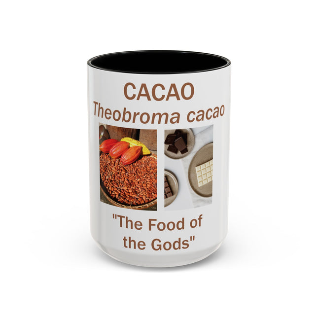 Cacao Accent Mug – “Food of the Gods”, 15oz Ceramic