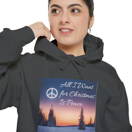 Peaceful Christmas Hoodie – "All I Want for Christmas is Peace" Winter Tree Graphic