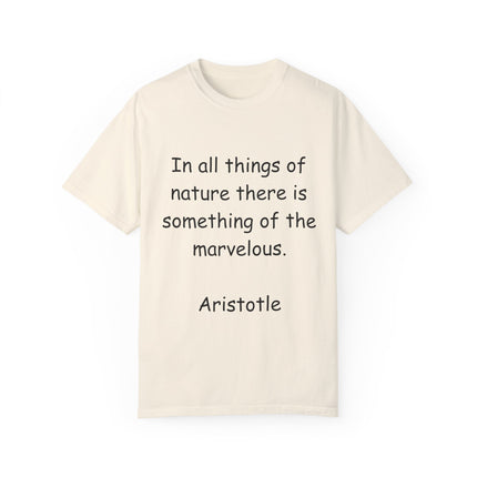 Aristotle Quote Tee – Unisex Garment-Dyed Shirt on Nature & Wonder