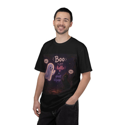 Halloween Ghost T-Shirt — “Boo is just hello in ghost language” Cute Spooky Tee