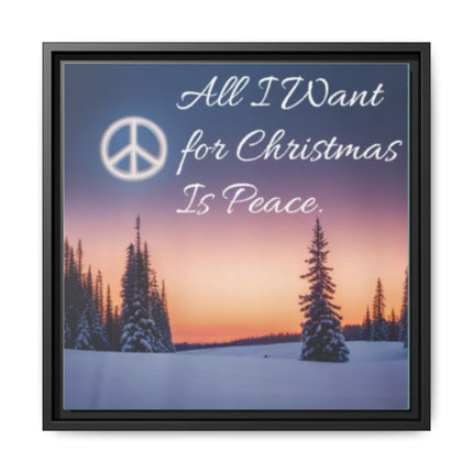 Framed Canvas Wall Art — "All I Want for Christmas Is Peace" Winter Landscape