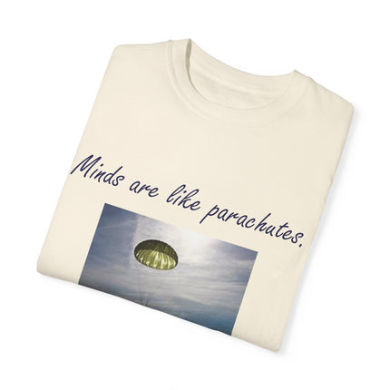 Open Mind Quote Tee – Unisex Garment-Dyed Shirt on Curiosity