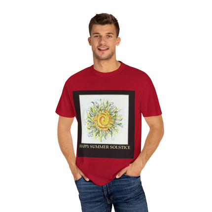 Summer Solstice Tee – Unisex Garment-Dyed Shirt with Sun Design