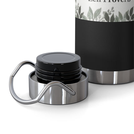 Zen Proverb 22oz Vacuum Water Bottle — Insulated Copper-Style Bottle with Leaf Border