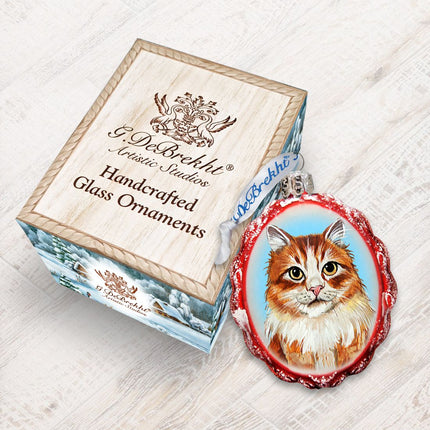 Red Tab with Curios Glance Mercury Glass Ornament by G. DeBrekht - Pets Dog and Cats Decor - 774012-2