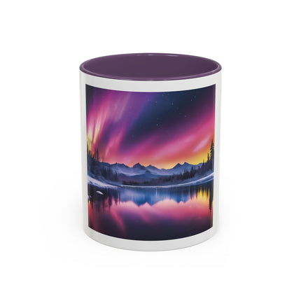Aurora Lake Accent Coffee Mug — Northern Lights Landscape 11/15oz