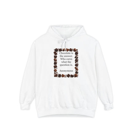 Chocolate Quote Hoodie — "Chocolate is the answer" Cozy Graphic Sweatshirt