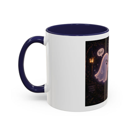 Halloween Ghost Coffee Mug — “Boo is just hello in ghost language” Accent Mug