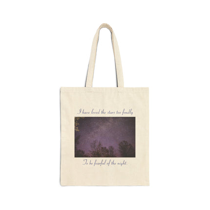 Canvas Tote Bag - Vintage Night Sky Photo with Script Quote