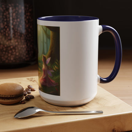 Fairy and Black Cat Forest Coffee Mug – Fantasy Woodland Tea Cup