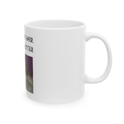 Cat Mug — "This Isn't Cat Hair, It's Kitty Glitter" Ceramic Coffee Cup (11oz/15oz)