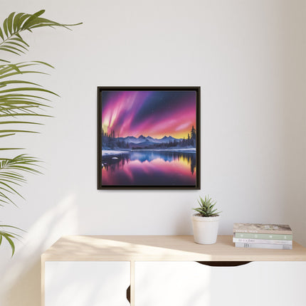 Framed Matte Canvas - Aurora Lake Landscape Wall Art