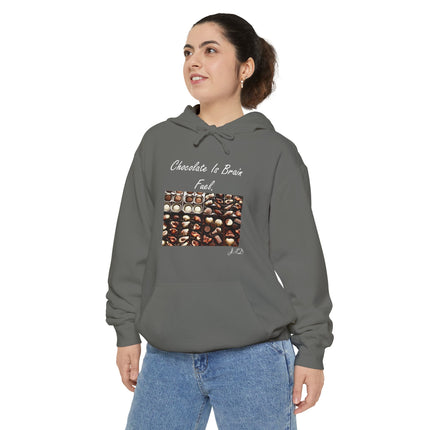 Chocolate Lover Hoodie — "Chocolate Is Brain Fuel" Photo Print