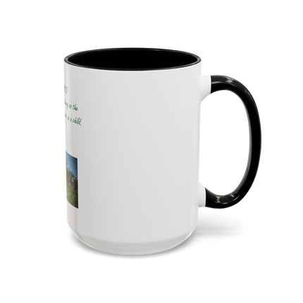 Flower Child Coffee Mug — 'Flower Child' Photo Mug with Green Script (11/15 oz)