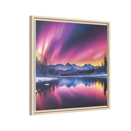Framed Matte Canvas - Aurora Lake Landscape Wall Art