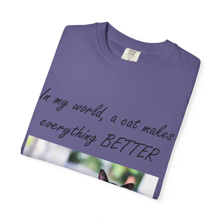 In My World Cat T-Shirt – Unisex Garment-Dyed Tee for Cat Lovers