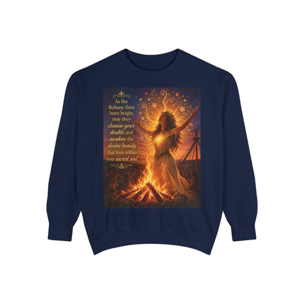 Bonfire Witch Sweatshirt — "As the Beltane fire burns bright" Pagan Festival Crewneck