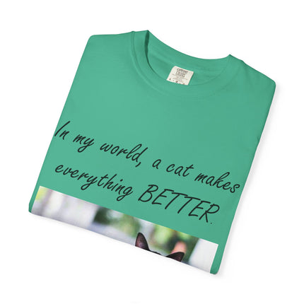 In My World Cat T-Shirt – Unisex Garment-Dyed Tee for Cat Lovers