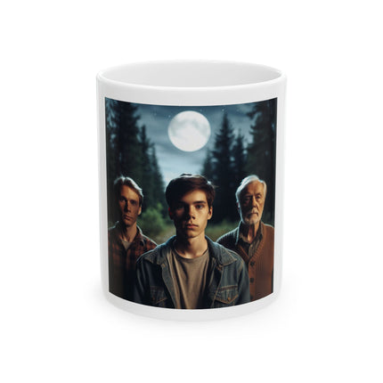 Moonlit Mystery Ceramic Mug — Vintage Trio Forest Scene (11oz, 15oz)