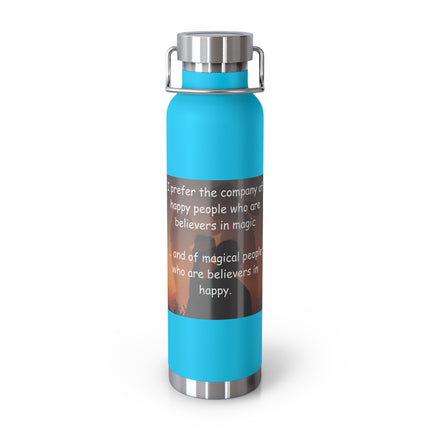 Magic & Joy Insulated Bottle — 22oz Copper Vacuum Flask with Whimsical Quote