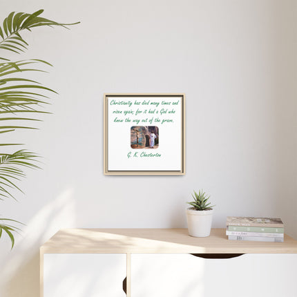 Framed Canvas Wall Art — G.K. Chesterton Easter Quote with Resurrection Image
