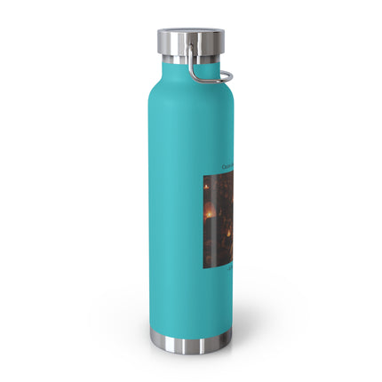22oz Copper Vacuum Bottle — "Cacao doesn’t wake me up, it brings me home" Warm Rustic Coffee Thermos