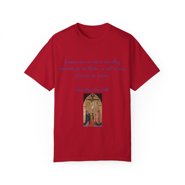 Saint Kolbe Marian Tee – Unisex Garment-Dyed Shirt on Faith & Family