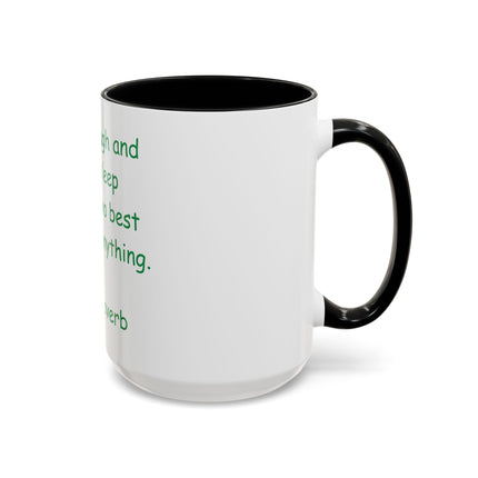 Irish Proverb Coffee Mug — "A good laugh and a long sleep" Accent Mug