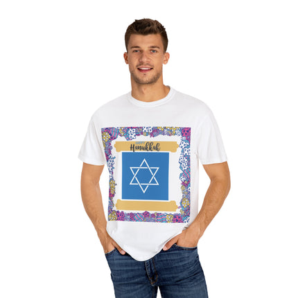 Happy Hanukkah Tee – Unisex Garment-Dyed Shirt for the Festival of Lights
