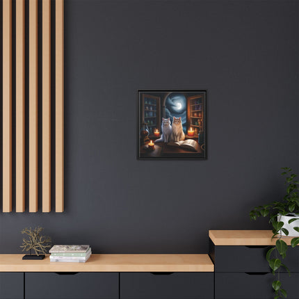 Mystic Moonlit Cats Framed Canvas — Witchy Home Décor Art