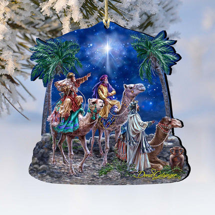 The Magic of Three Kings Wooden Ornaments by Gelsinger - Nativity Holiday Decor - 8161026-1810-0